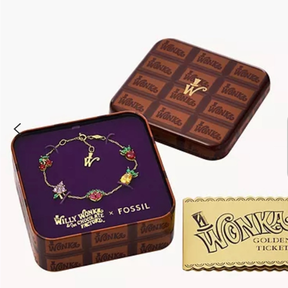 New Willy Wonka x Fossil Lickable Wallpaper Fruit Bracelet 🍓🍍🍇🍉🍊🍒🍎🍋🍌🍐🫐